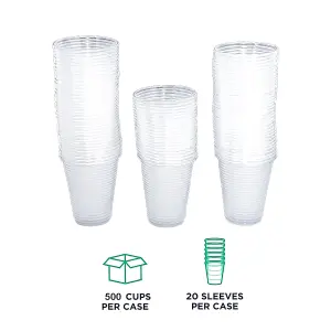 KAV Pack of 500 Disposable Clear Plastic Cups - 7oz Plastic Glasses for Travel, Wedding Party, Picnic