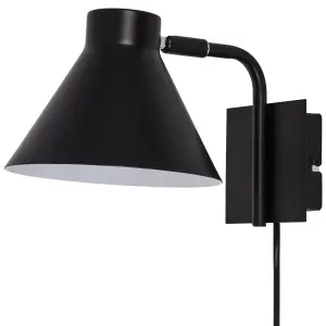 GoodHome Masoala Matt Black Plug-in Wall light