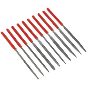 10 Piece 140mm Needle File Set - Vinyl Dipped Handles - Precision Micro Files