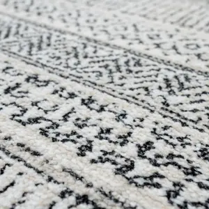 Grey Cream Moroccan Berber Aztec Tribal Living Area Rug 60x110cm