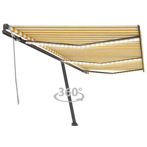 Berkfield Manual Retractable Awning with LED 600x300 cm Yellow and White