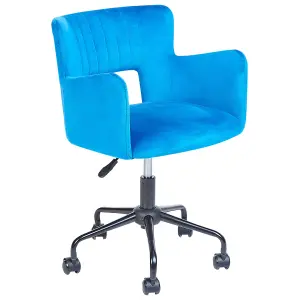 Desk Chair Velvet Blue SANILAC