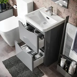 Nes Home Merton Freestanding Vanity Basin Unit Square Rimless Close Coupled Toilet