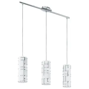 Pendant Ceiling Light Colour Chrome Shade White Chrome Glass With Decor Bulb E27 3x60W