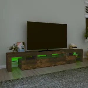 Berkfield TV Cabinet with LED Lights Smoked Oak 230x36.5x40 cm