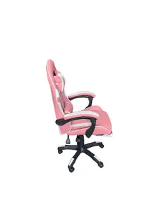 Gaming Chair Pink and White with Foot Rest