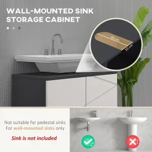 kleankin Bathroom Vanity Unit, Under Sink Cabinet with Shelf, Light Grey