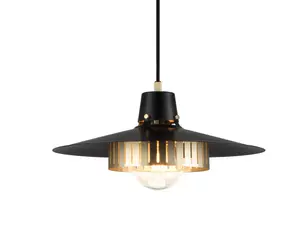 GoodHome Delagoa Round Matt Black & Gold LED Pendant ceiling light, (Dia)380mm