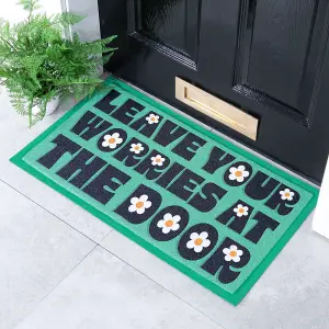 Leave Your Worries At The Door Daisy Indoor & Outdoor Doormat - 70x40cm