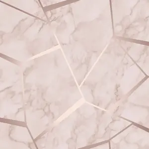 Fractal Geometric Marble Wallpaper Rose Gold - Fine Decor FD42264