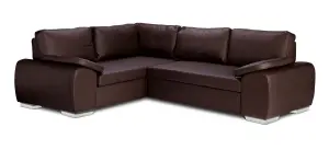 NEW CORNER SOFA BED WITH STORAGE ENZO LEFT BROWN FAUX LEATHER