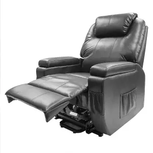 Dorchester Dual Motor Rise & Recline Chair - Black Faux Leather