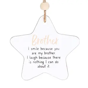 Something Different Brother Star Hanging Sentiment Sign White/Pink/Black (One Size)