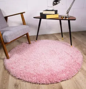 Soft Value Baby Pink Shaggy Area Rug 135x135cm