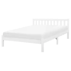 Wooden EU King Size Bed White FLORAC