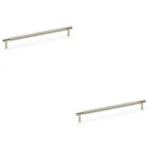 2 PACK - Knurled T Bar Door Pull Handle - Satin Nickel - 224mm Centres Premium Drawer