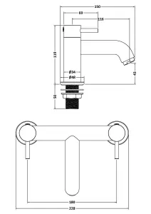 Round Minimalist Deck Mounted Bath Filler Tap - Matt Black - Balterley