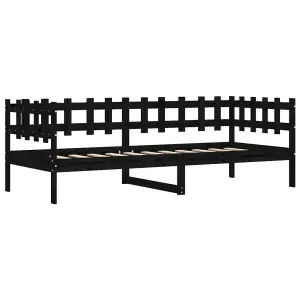 Berkfield Day Bed Black 90x200 cm Solid Wood Pine