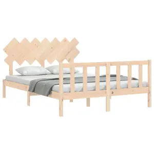 Berkfield Bed Frame with Headboard King Size Solid Wood