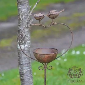 Robins on Heart Bird Bath Feeder