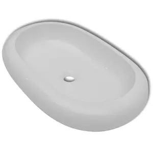 Bathroom Basin with Mixer Tap Ceramic Oval White