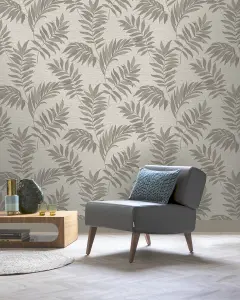 Sumatra Palm Leaf Taupe Wallpaper