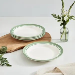 Potter's Stripe Set Of 4 Dinner Plates (Set of 4) Green