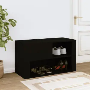 Berkfield Shoe Cabinet Black 80x35x45 cm Engineered Wood