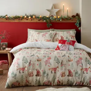 Christmas Woodland Animals Plush Duvet Cover Set