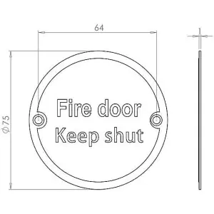 AFIT  Fire Door Keep Shut Sign - Polished Brass - 76mm