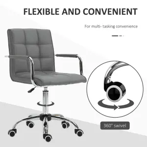 Vinsetto Mid Back Home Office Chair Swivel Computer Chair with Armrests, Grey