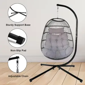 Alivio Hanging Egg Chair Basket Chair with Cushion Swing Egg Chair for Indoor Outdoor Patio Garden 202 x 129 x 68cm