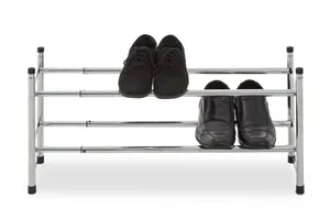 Interiors by Premier Extendable Shoe Rack 2 Tier Shoe Stand, Angled Shelves Shoe Racks, Spacious Under Stairs Shoe Storage