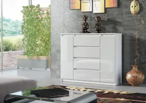 6-Drawer 2 Doors Chest of Drawers 120cm White - Creative Furniture