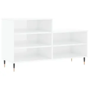 Berkfield Shoe Cabinet High Gloss White 102x36x60 cm Engineered Wood