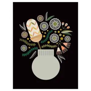 Lyndy Hants Banksia In Vase Canvas Print White/Black/Green (40cm x 30cm)