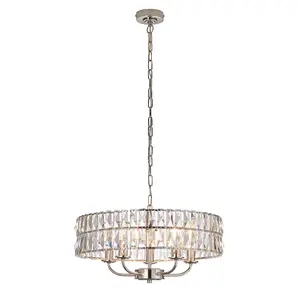 Luminosa Clifton 5 Light Multi Arm Lamp Ceiling Pendant Bright Nickel