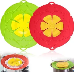 Spill Stopper Lid Cover,2Pcs Silicone Pan Lid 10"&11.5" Splatter Guard Pots Boil Over Safeguard Multi-Function Kitchen Tool Kitchen Gadgets (Green