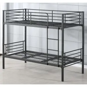 Reinforced Beds, Anmer Bunk Bed in Black - Strong Mesh Base with Solid Structure - Suitable for Adult Use -  Single (3ft)