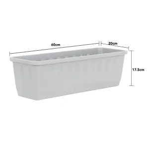 Wham Pack 2 Etruscan 60cm Plastic Trough Soft Grey