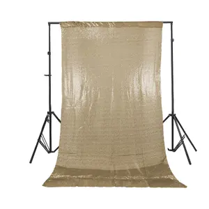 4ft x 7ft Sequin Backdrop Photography Background Shiny Fabric Glitter Curtain Backdrop, Champagne