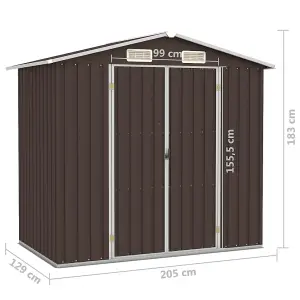 Berkfield Garden Shed Brown 205x129x183 cm Galvanised Steel