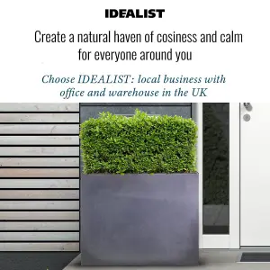 IDEALIST™ 60cm Tall Garden Trough, Dark Grey Reinforced Stone Rectangular Planter, Outdoor Large Plant Pot L70 W40 H60 cm, 124L