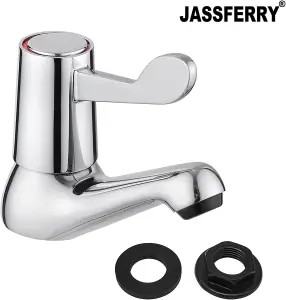 JASSFERRY Chrome Pair of Basin Pillar Taps Top Lever Handle Set of 2, 1/2"