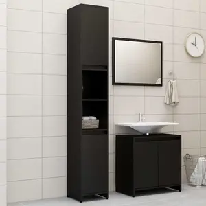 Berkfield 3 Piece Bathroom Furniture Set Black Engineered Wood