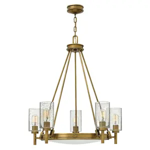 Elstead Collier 5 Light Multi Arm Chandelier Brass Finish, E27