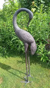 Love Crane Garden Ornament Aluminium with Bronze Finish 1m tall