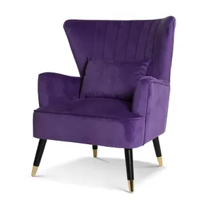 Velvet Purple Camila Accent Wingback Chair