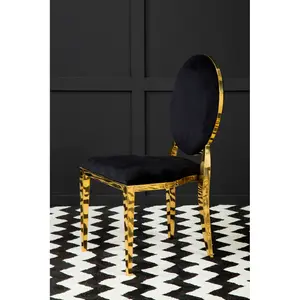 Interiors by Premier Stackable Gold Finish Dining Chair, Backrest Indoor Velvet Chair, Easy to Clean Bedroom Velvet Chair