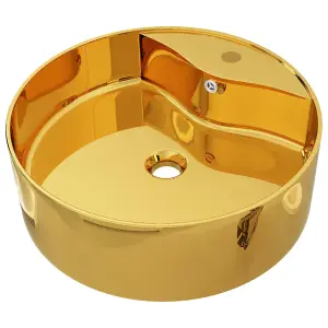 Berkfield Wash Basin with Overflow 46.5x15.5 cm Ceramic Gold